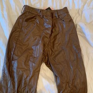 brown leather pants